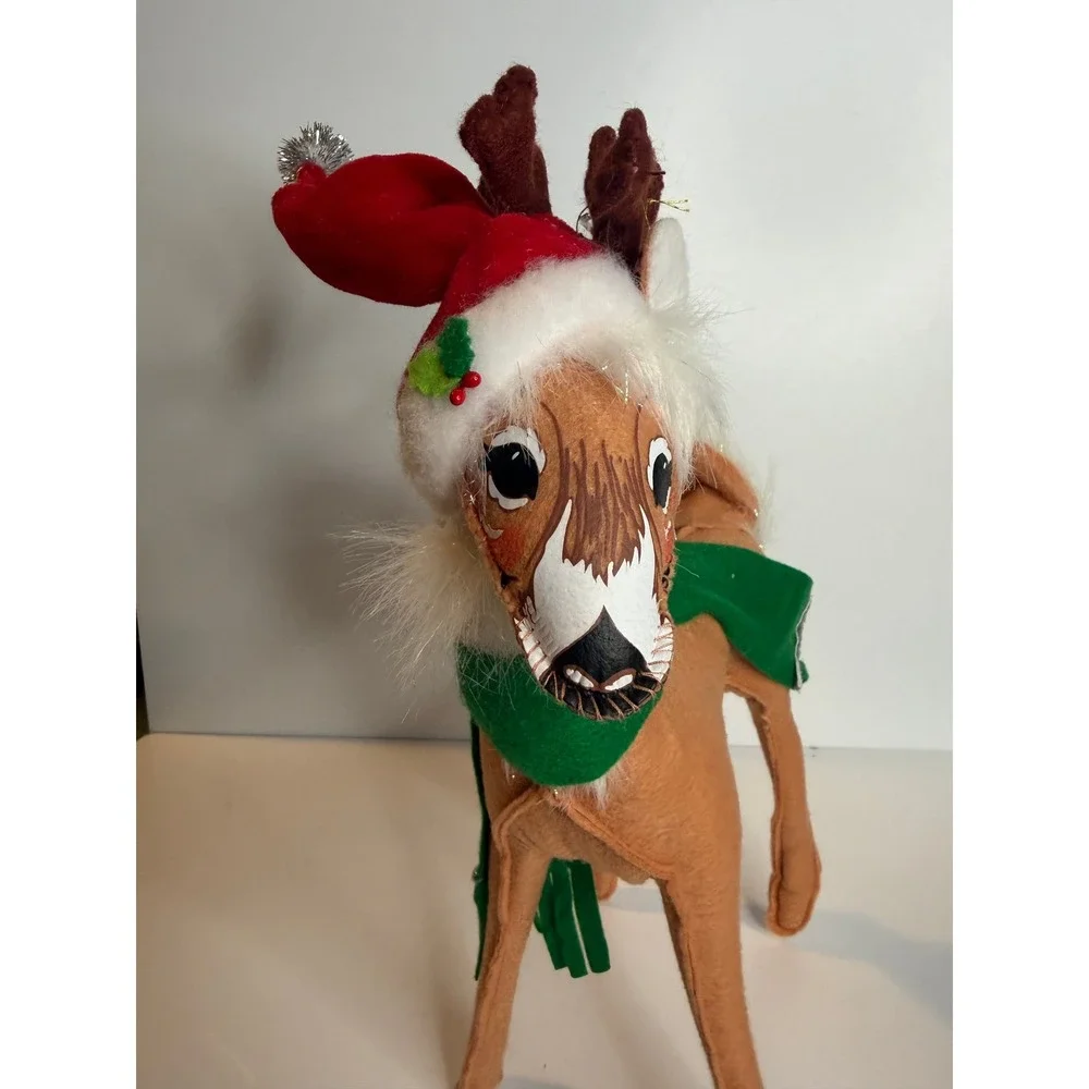 Annalee Alpine Reindeer Christmas Figure 2013 Santa Hat Holiday Decor